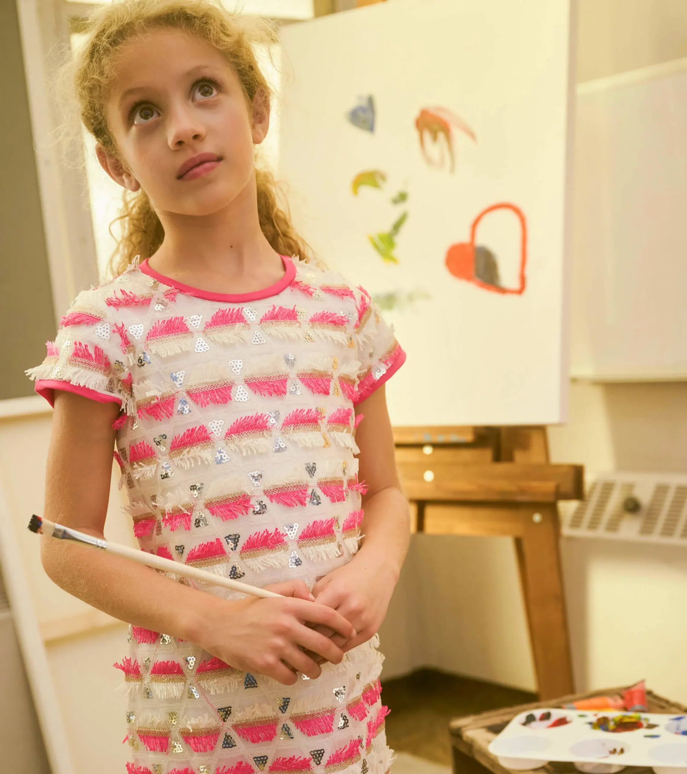 New Hatley Girls Geometric Sequins Cap Sleeve Dress
