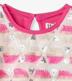 New Hatley Girls Geometric Sequins Cap Sleeve Dress