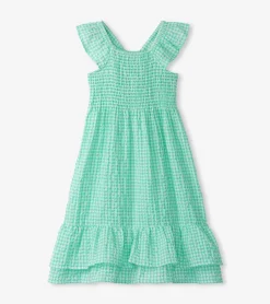 Hot Hatley Girls Gingham Seersucker Smocked Dress