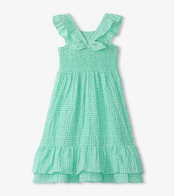 Hot Hatley Girls Gingham Seersucker Smocked Dress