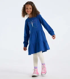 New Hatley Girls Groovy Butterfly Gathered Tiered Dress