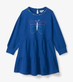 New Hatley Girls Groovy Butterfly Gathered Tiered Dress