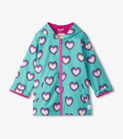 Online Hatley Girls Hearts Colour Changing Zip-Up Rain Jacket