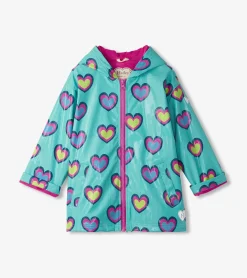 Online Hatley Girls Hearts Colour Changing Zip-Up Rain Jacket