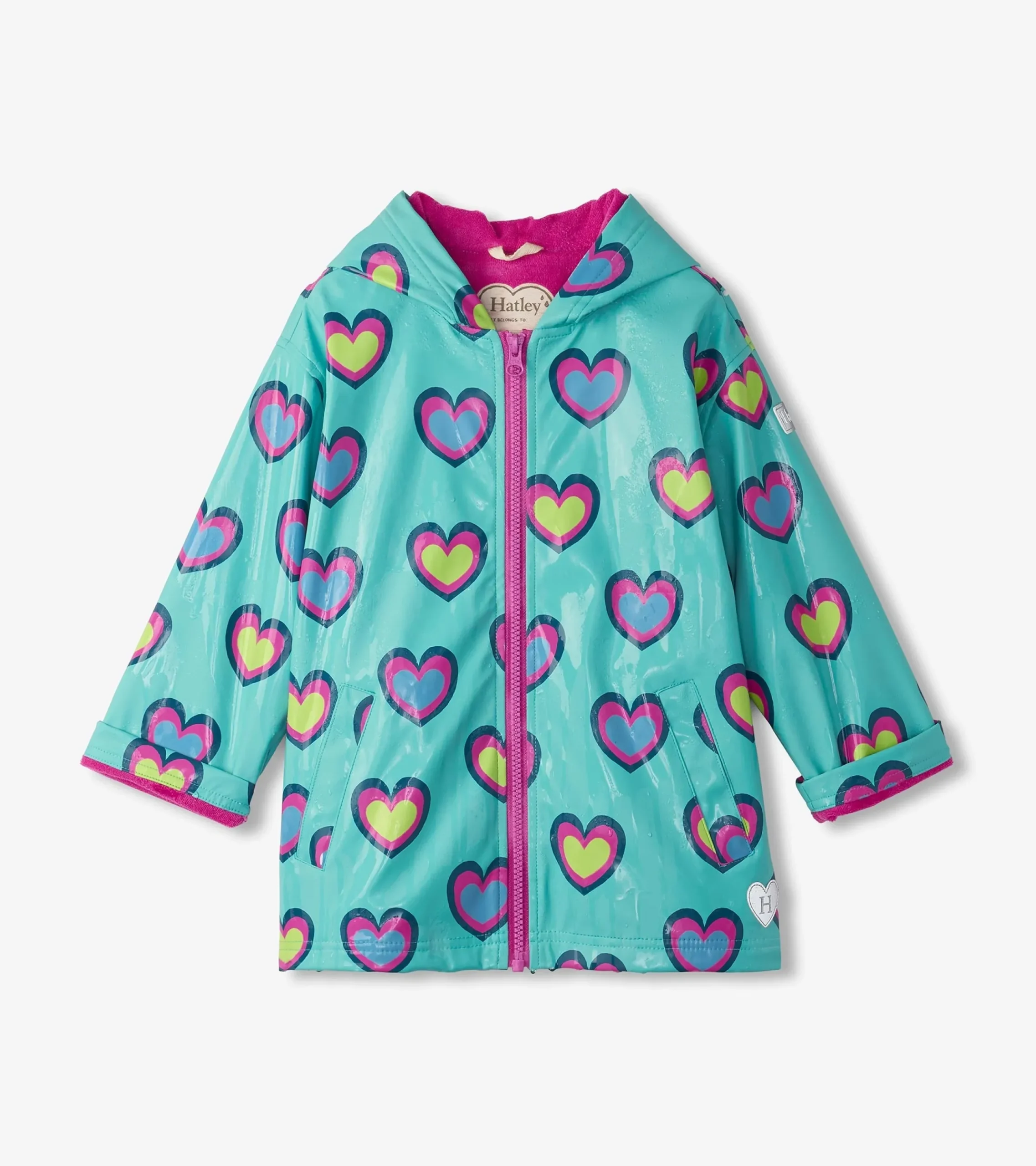 Online Hatley Girls Hearts Colour Changing Zip-Up Rain Jacket