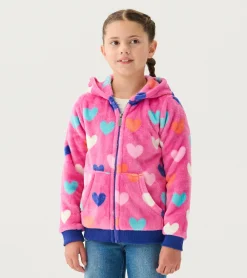 Hatley Girls Hearts Fleece Zip-Up Hoodie