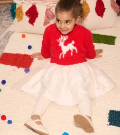Sale Hatley Girls Holiday Deer Mix Media Dress