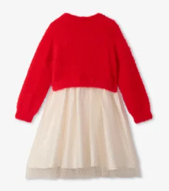 Sale Hatley Girls Holiday Deer Mix Media Dress