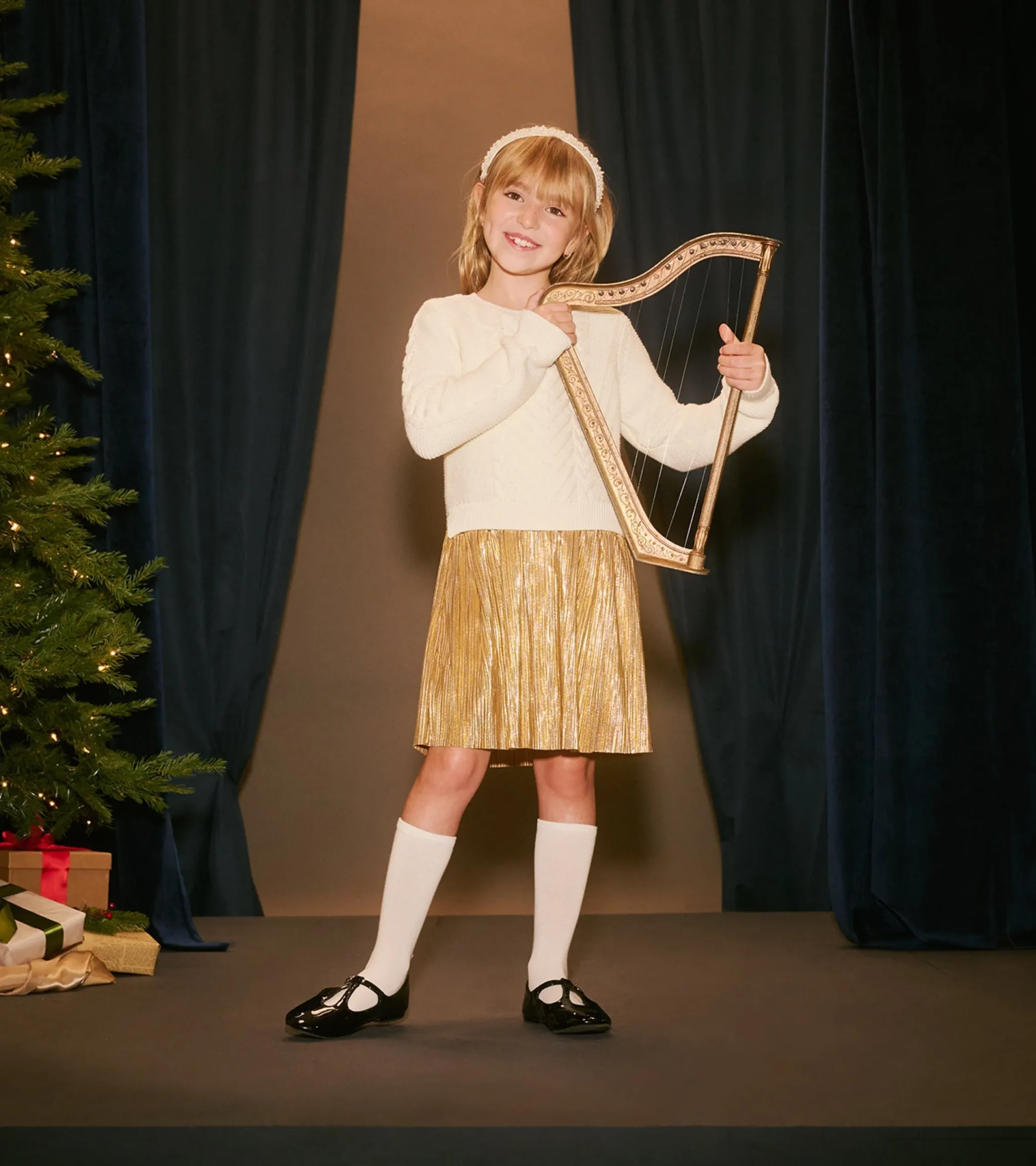 Discount Hatley Girls Holiday Mixed Media Dress