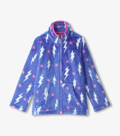 Sale Hatley Girls Lightning Bolts Fuzzy Fleece Zip-Up Jacket
