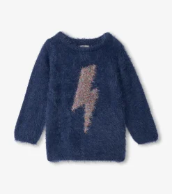 Hot Hatley Girls Metallic Lightning Furry Sweater