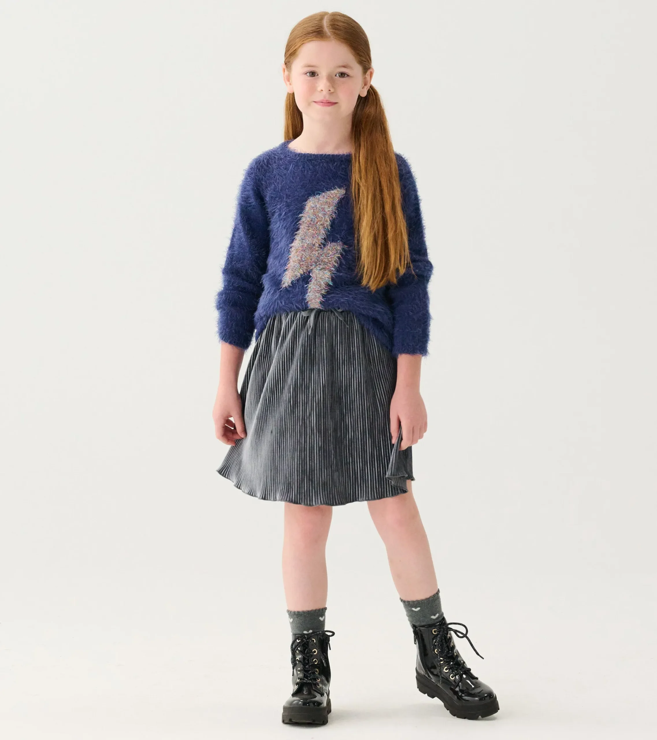 Hot Hatley Girls Metallic Lightning Furry Sweater