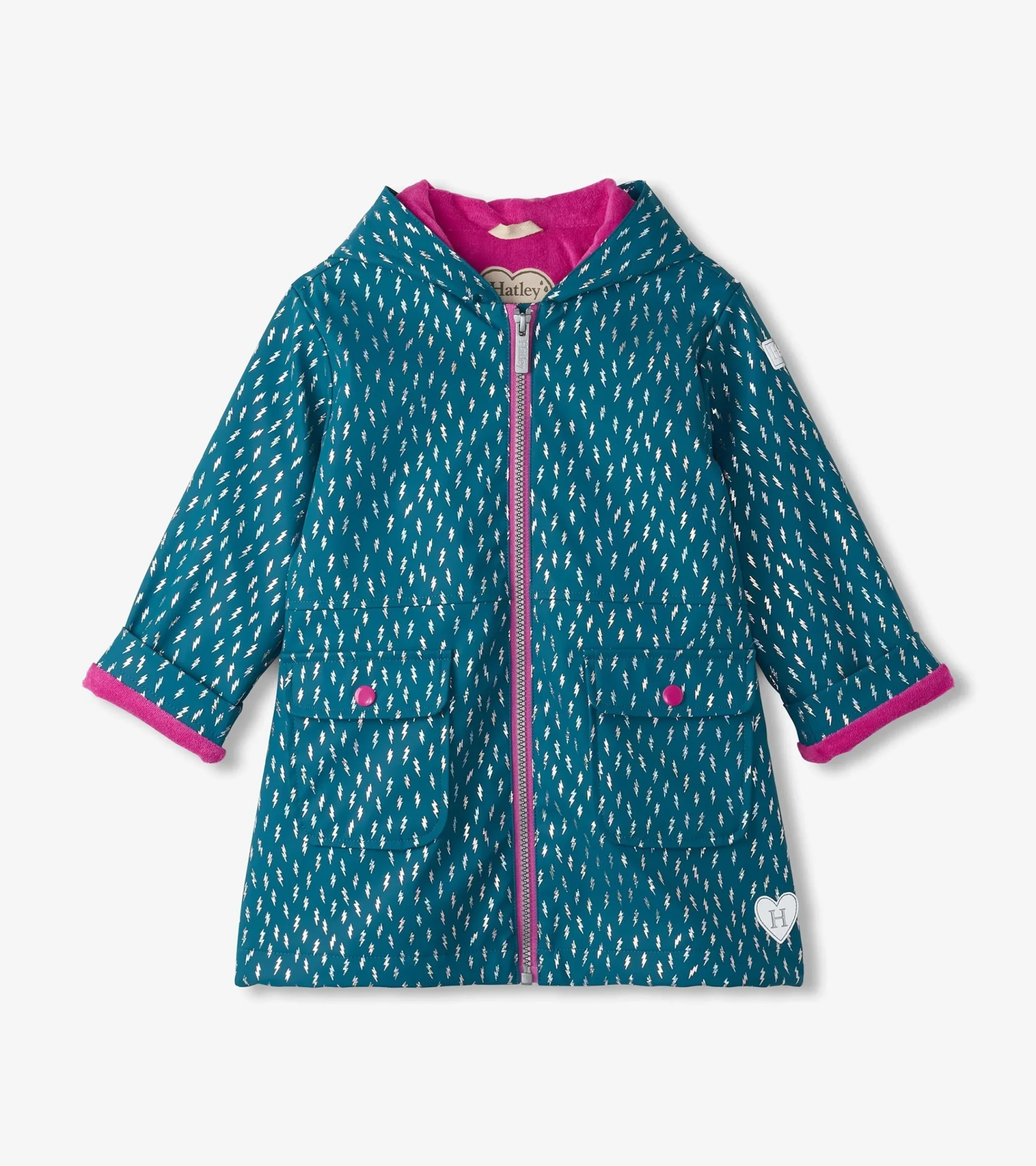 Sale Hatley Girls Mini Lightning Bolts Zip-Up Rain Jacket