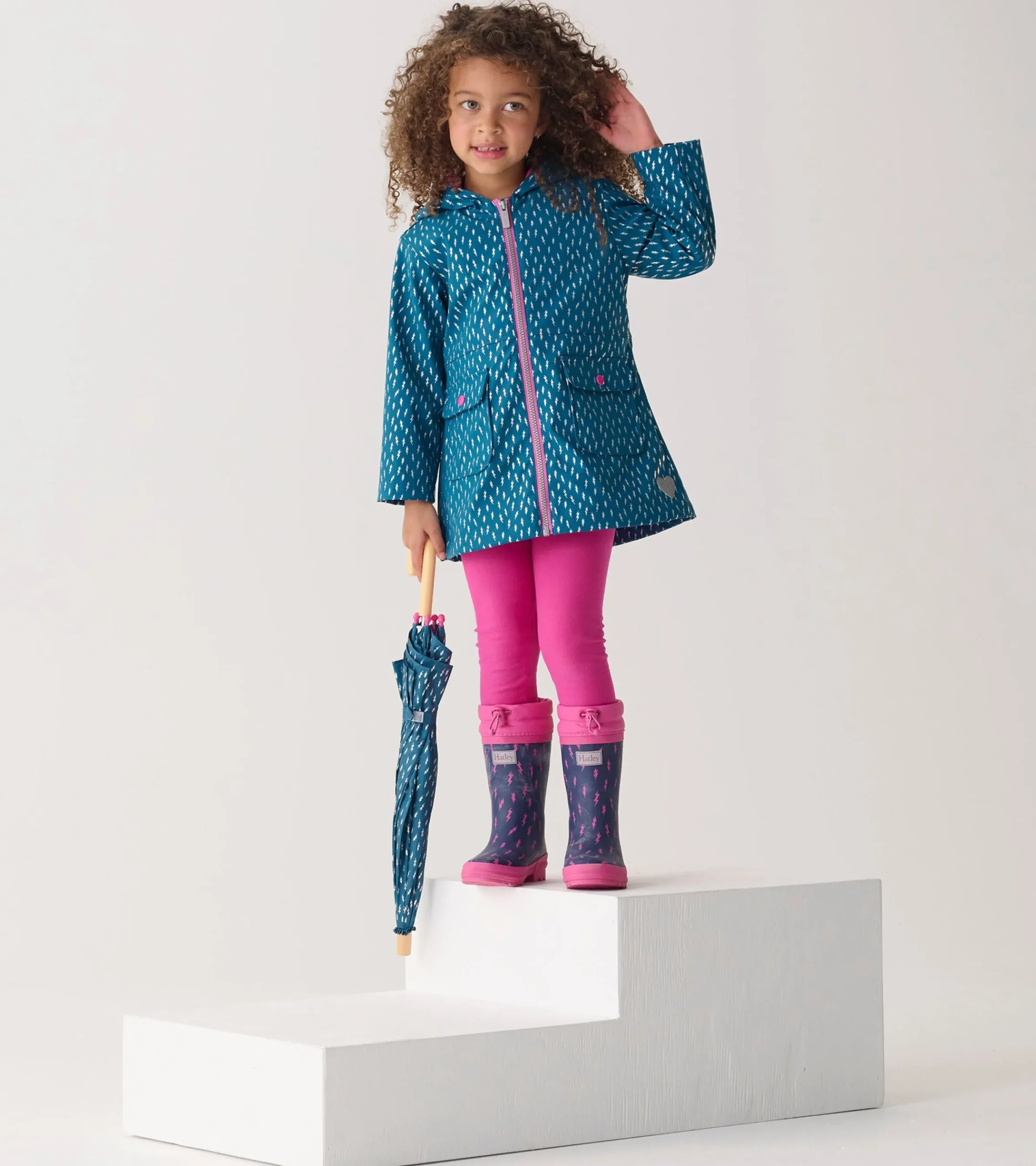 Sale Hatley Girls Mini Lightning Bolts Zip-Up Rain Jacket