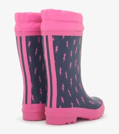 Sale Hatley Girls Mini Lightning Bolts Sherpa Lined Rain Boots
