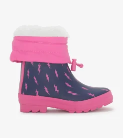 Sale Hatley Girls Mini Lightning Bolts Sherpa Lined Rain Boots