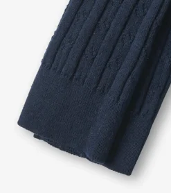 New Hatley Girls Navy Cable Knit Tights