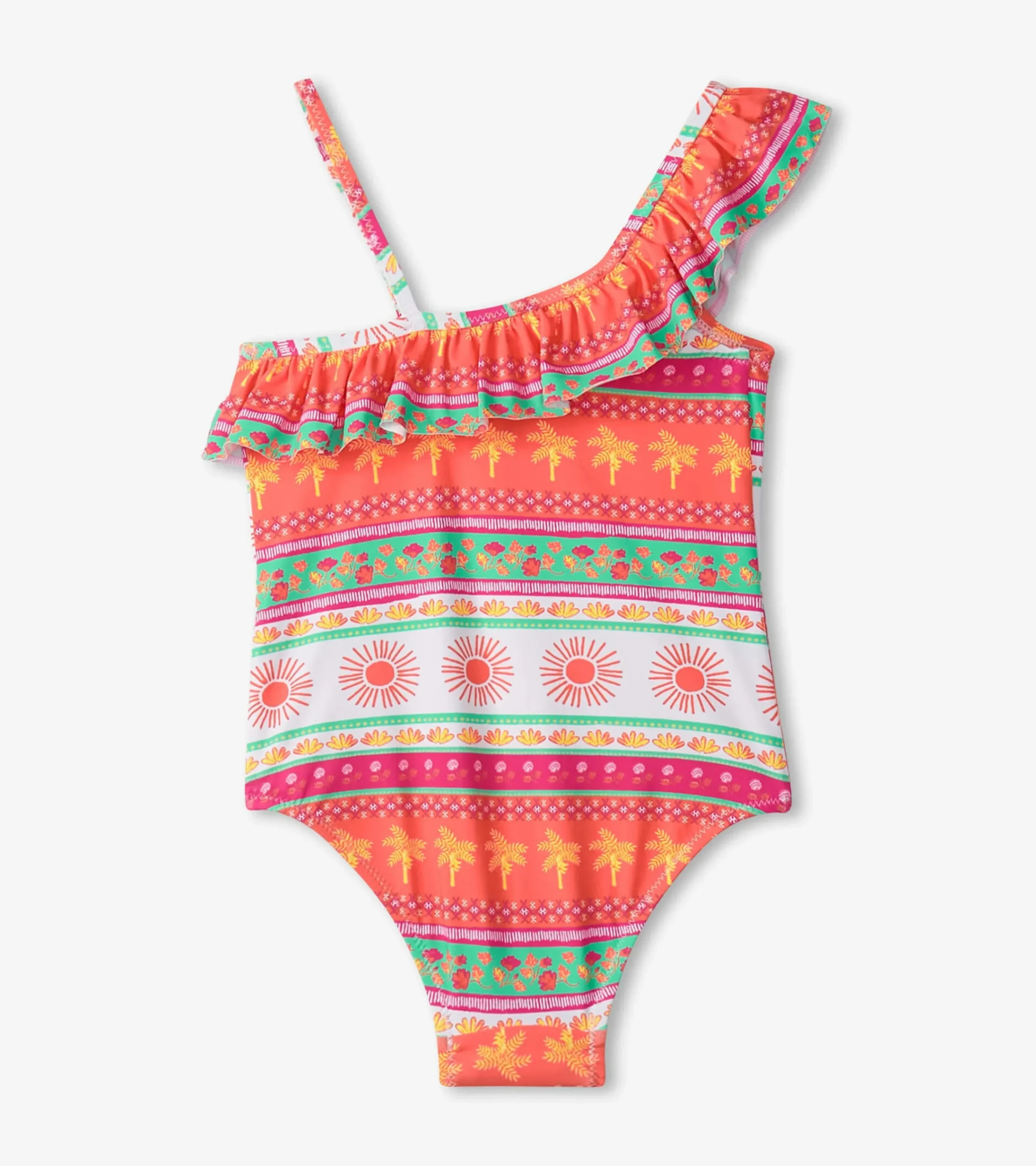 Hot Hatley Girls Ornate Tropicals Ruffle Trim Swimsuit