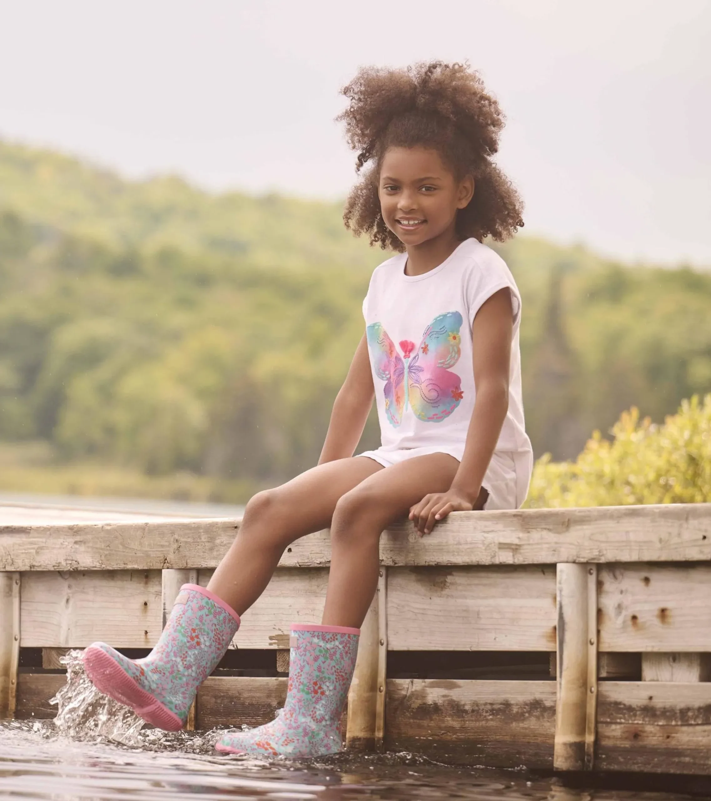 Hot Hatley Girls Painted Butterfly Relaxed T-Shirt