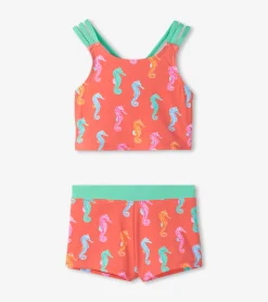 Outlet Hatley Girls Painted Seahorse Two-Piece Crop Top Bikini Set
