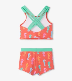 Outlet Hatley Girls Painted Seahorse Two-Piece Crop Top Bikini Set