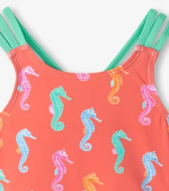 Outlet Hatley Girls Painted Seahorse Two-Piece Crop Top Bikini Set