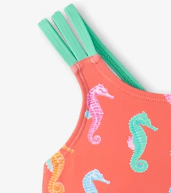 Outlet Hatley Girls Painted Seahorse Two-Piece Crop Top Bikini Set