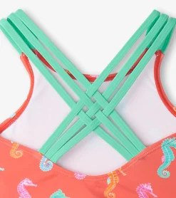 Outlet Hatley Girls Painted Seahorse Two-Piece Crop Top Bikini Set