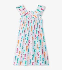 Discount Hatley Girls Painted Seahorses Smocked Dress
