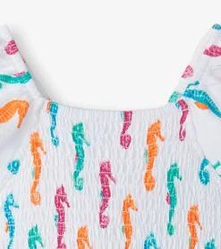 Discount Hatley Girls Painted Seahorses Smocked Dress