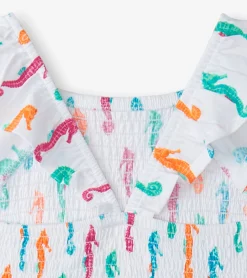 Discount Hatley Girls Painted Seahorses Smocked Dress