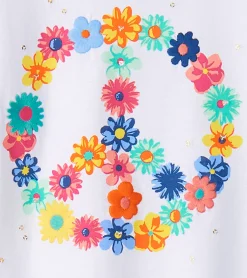 Sale Hatley Girls Peace Flower Twisted Sleeve Tee
