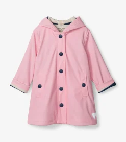 Discount Hatley Girls Pink & Navy Button-Up Rain Jacket