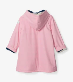 Discount Hatley Girls Pink & Navy Button-Up Rain Jacket