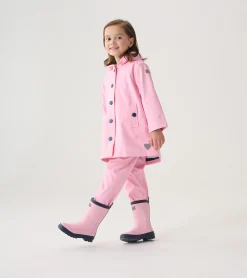 Discount Hatley Girls Pink & Navy Button-Up Rain Jacket