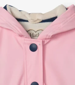 Discount Hatley Girls Pink & Navy Button-Up Rain Jacket