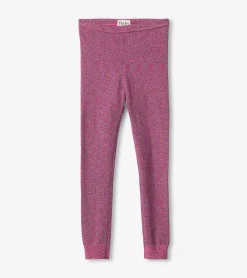 New Hatley Girls Pink Glitter Knit Leggings