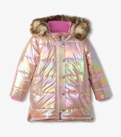Outlet Hatley Girls Pink Moon Puffer Jacket