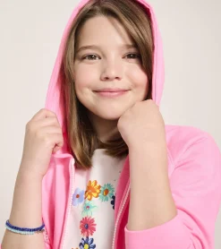 Online Hatley Girls Pink Neon Raglan Hoodie