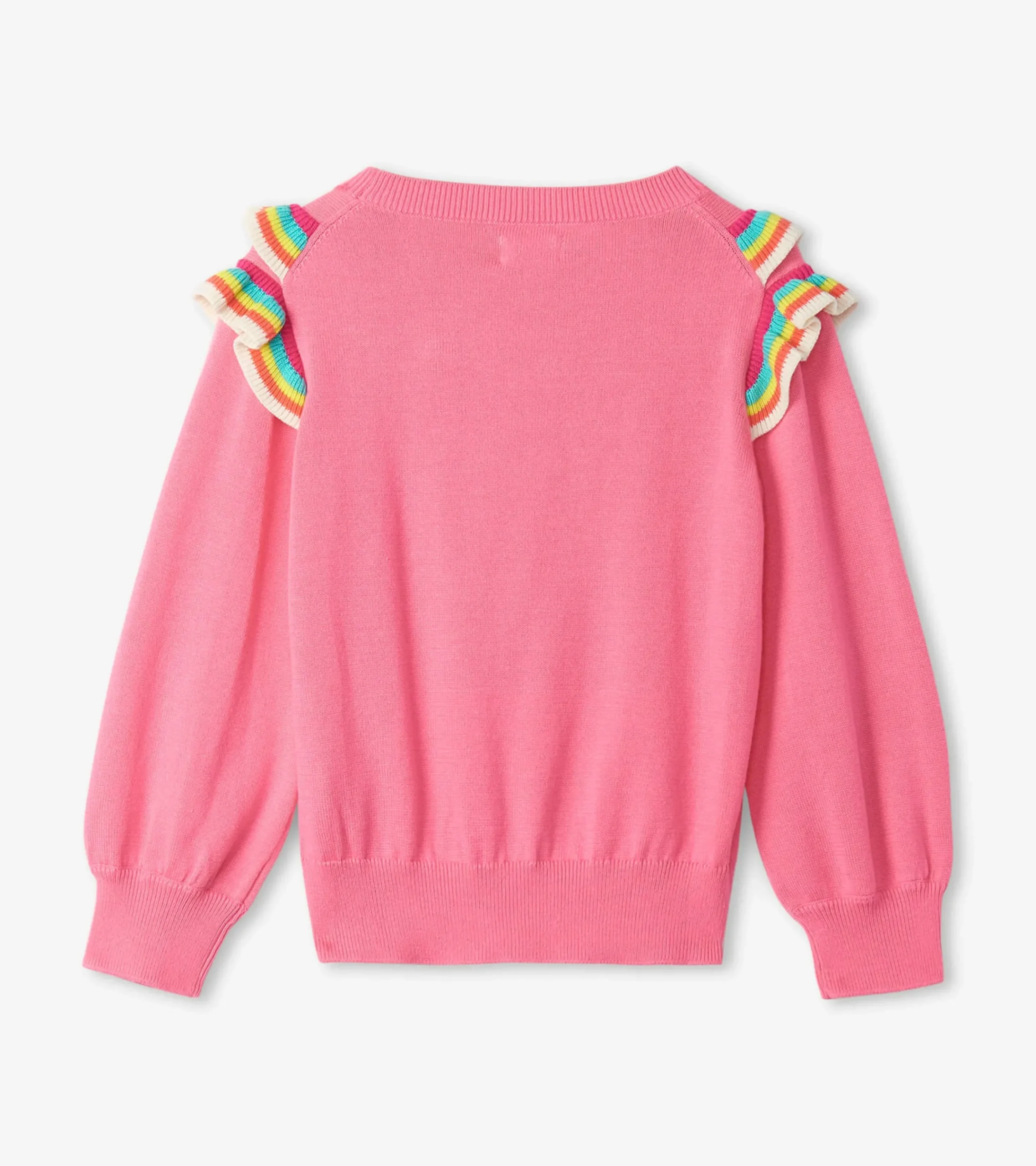 Clearance Hatley Girls Pink Rainbow Ruffle Sweater