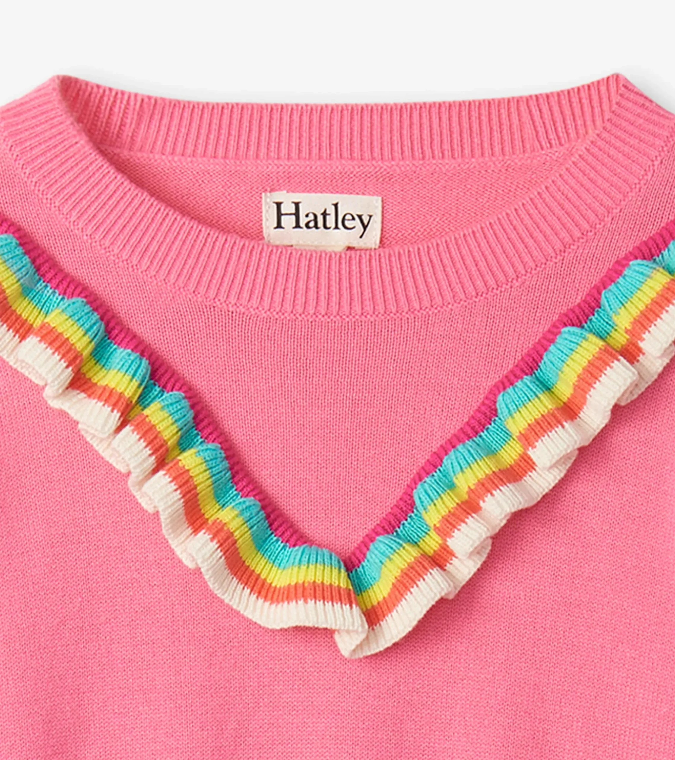 Clearance Hatley Girls Pink Rainbow Ruffle Sweater