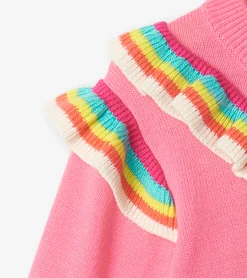 Clearance Hatley Girls Pink Rainbow Ruffle Sweater