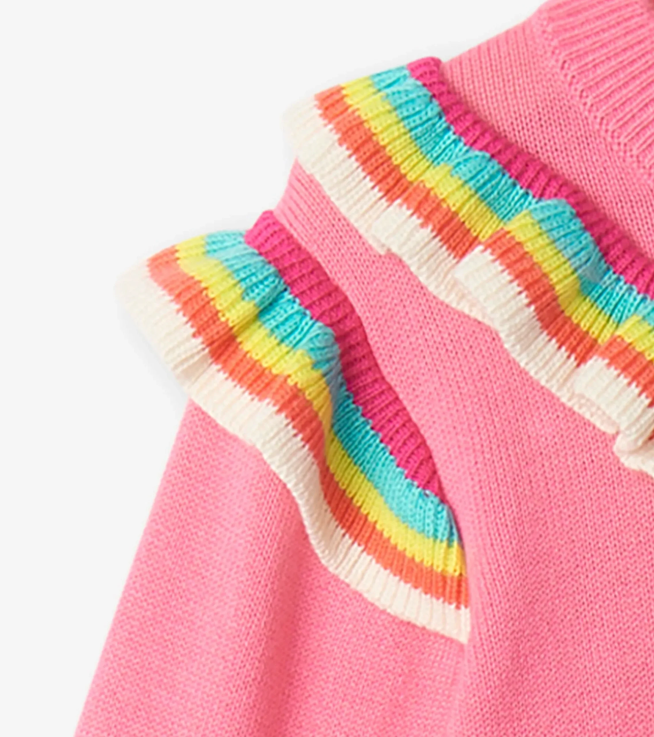 Clearance Hatley Girls Pink Rainbow Ruffle Sweater