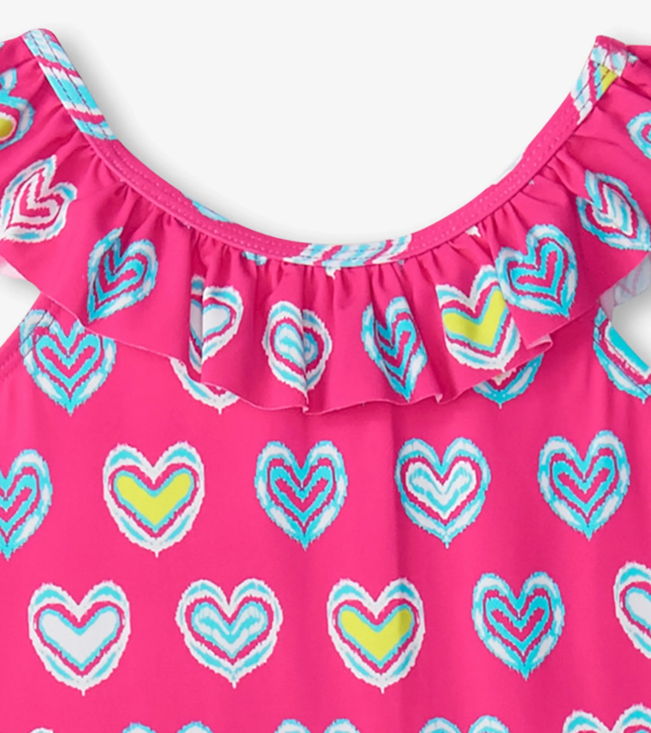 Sale Hatley Girls Pink Shibori Hearts Ruffle Sleeve Swimsuit