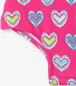 Sale Hatley Girls Pink Shibori Hearts Ruffle Sleeve Swimsuit