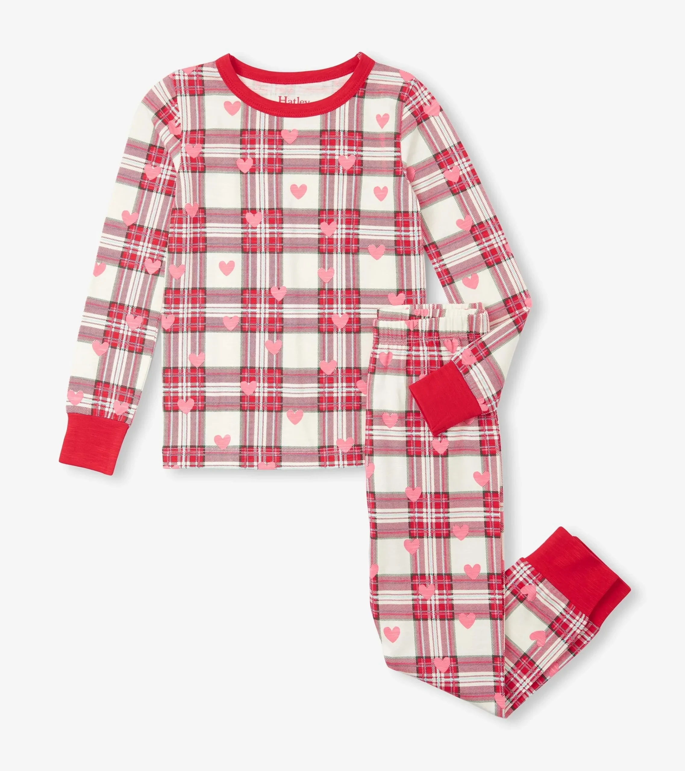 Sale Hatley Girls Plaid Hearts Pajama Set