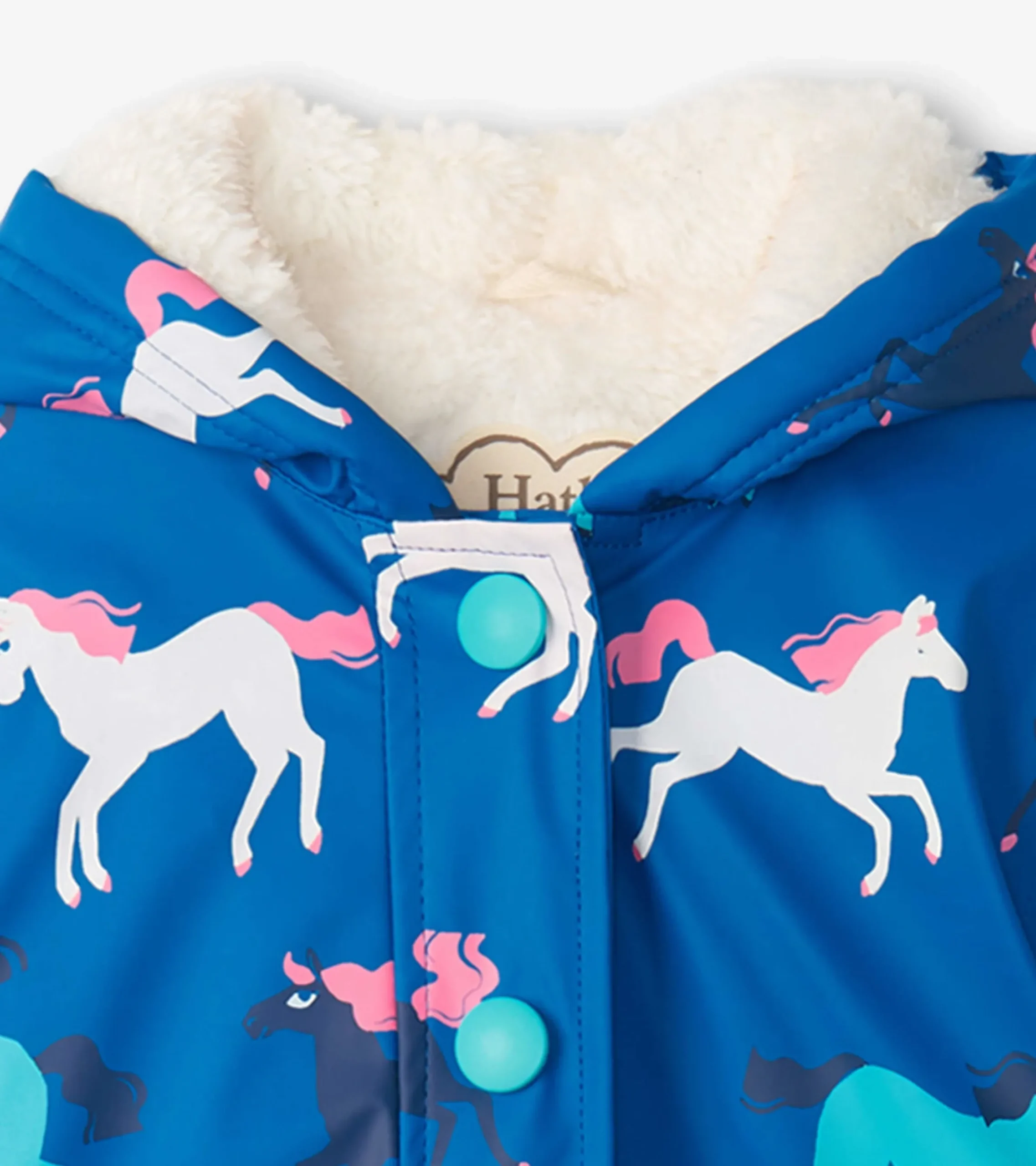 Online Hatley Girls Prancing Horses Colour Changing Sherpa Lined Button-Up Rain Jack