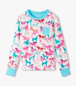 Hot Hatley Girls Pretty Horses Bamboo Pajama Set