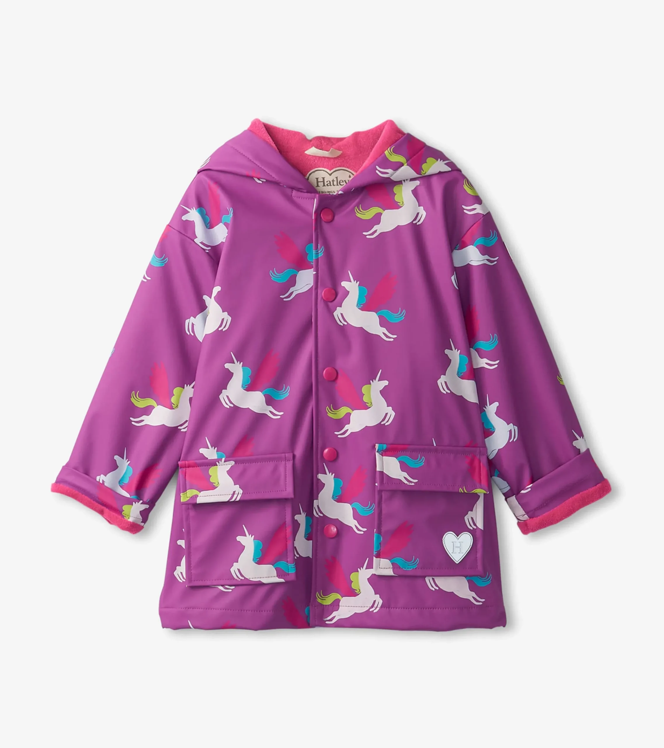 Online Hatley Girls Pretty Unicorn Colour Changing Button-Up Rain Jacket