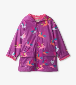 Online Hatley Girls Pretty Unicorn Colour Changing Button-Up Rain Jacket